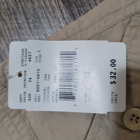 Beige size 12 cargo shorts designed by X-Games NWT NEW tie up legs unisex - Picture 3 of 6